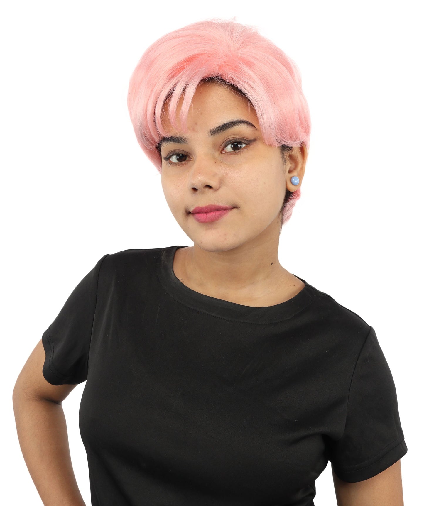 HPO Adult Women’s Short Black Wig | 10 Inch, Sleek and Smooth Bob Hairpiece | Ideal for Cosplay, Costume, and Themed Events