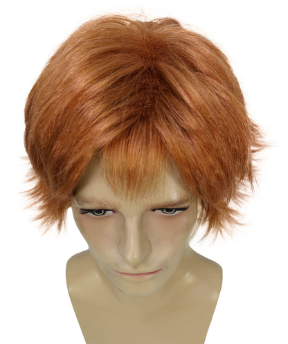 HPO Adult Men’s Long Fringed Strawberry Blonde Wig | Layered Shag Style with Frayed Bangs, Parties & Themed Events
