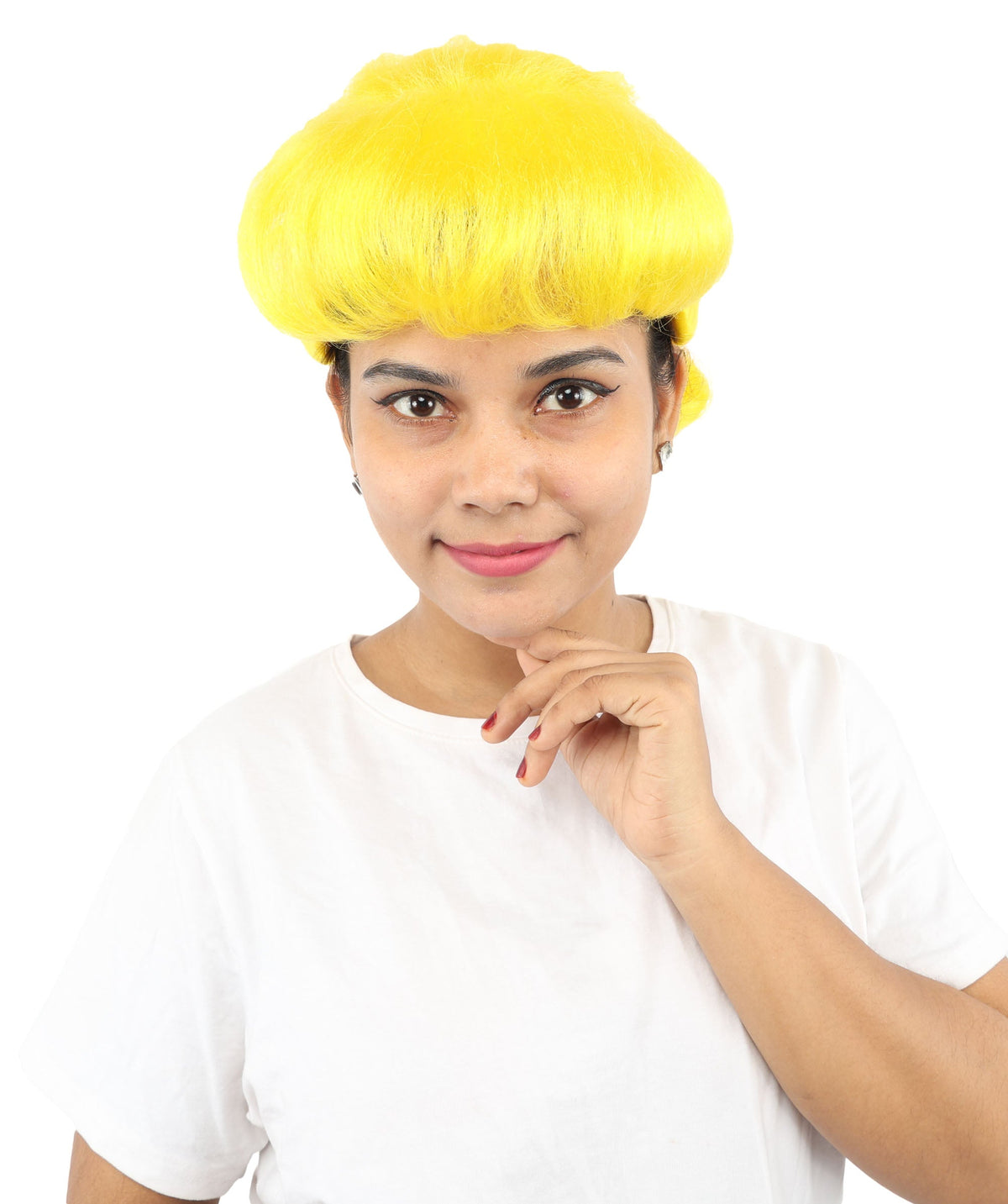 HPO Adult Women's Retro Pin-Up Wig | Multicolor Options, create of synthetic fiber, vintage curled bumper bangs with rolled back, breathable base | Party, Halloween, theater, drag, performance, costume events