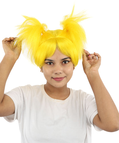 HPO Women’s 15-Inch Orange Spiky Troll Wig | Fun Animated Character | Bright and Bold Look for Halloween, Cosplay, and Themed Party