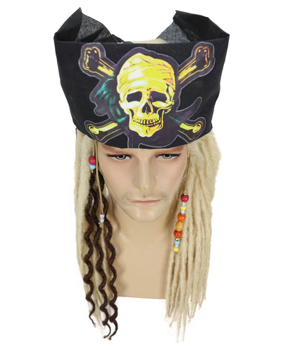 HPO Men's Pirate Dreadlocks Multicolor Options Wig | Halloween and Cosplay Wig | Flame-retardant Synthetic Fiber