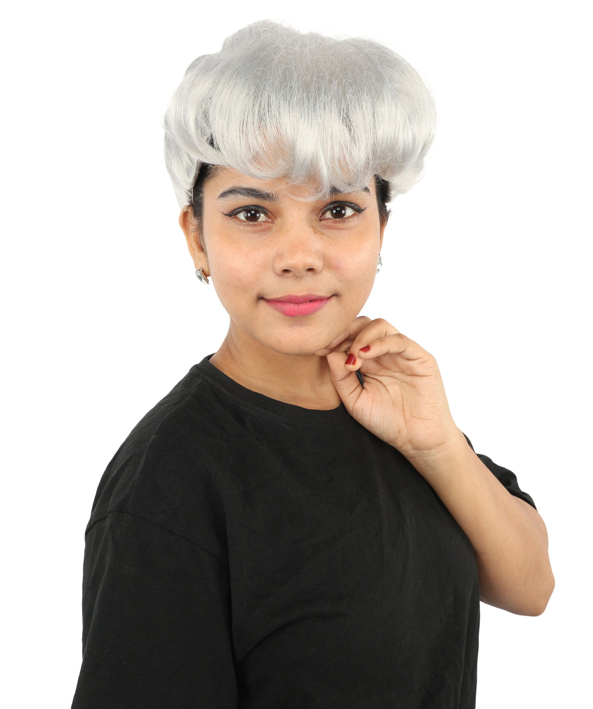 HPO Adult Women's Retro Pin-Up Wig | Multicolor Options, create of synthetic fiber, vintage curled bumper bangs with rolled back, breathable base | Party, Halloween, theater, drag, performance, costume events