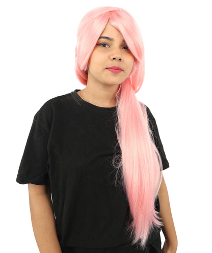 HPO Adult Women's Anime Character Wig | Multiple Color Options | Synthetic Fiber with Side Swept Bangs and Top Tuft | Halloween Party and Comic Con Events