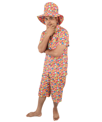 Retro 80s 90s Shell Suit Costume | Men’s Multicolor Hip-Hop Tracksuit with T-Shirt & Shorts | Carnival, Disco, Sportswear Outfit for Parties & Stage