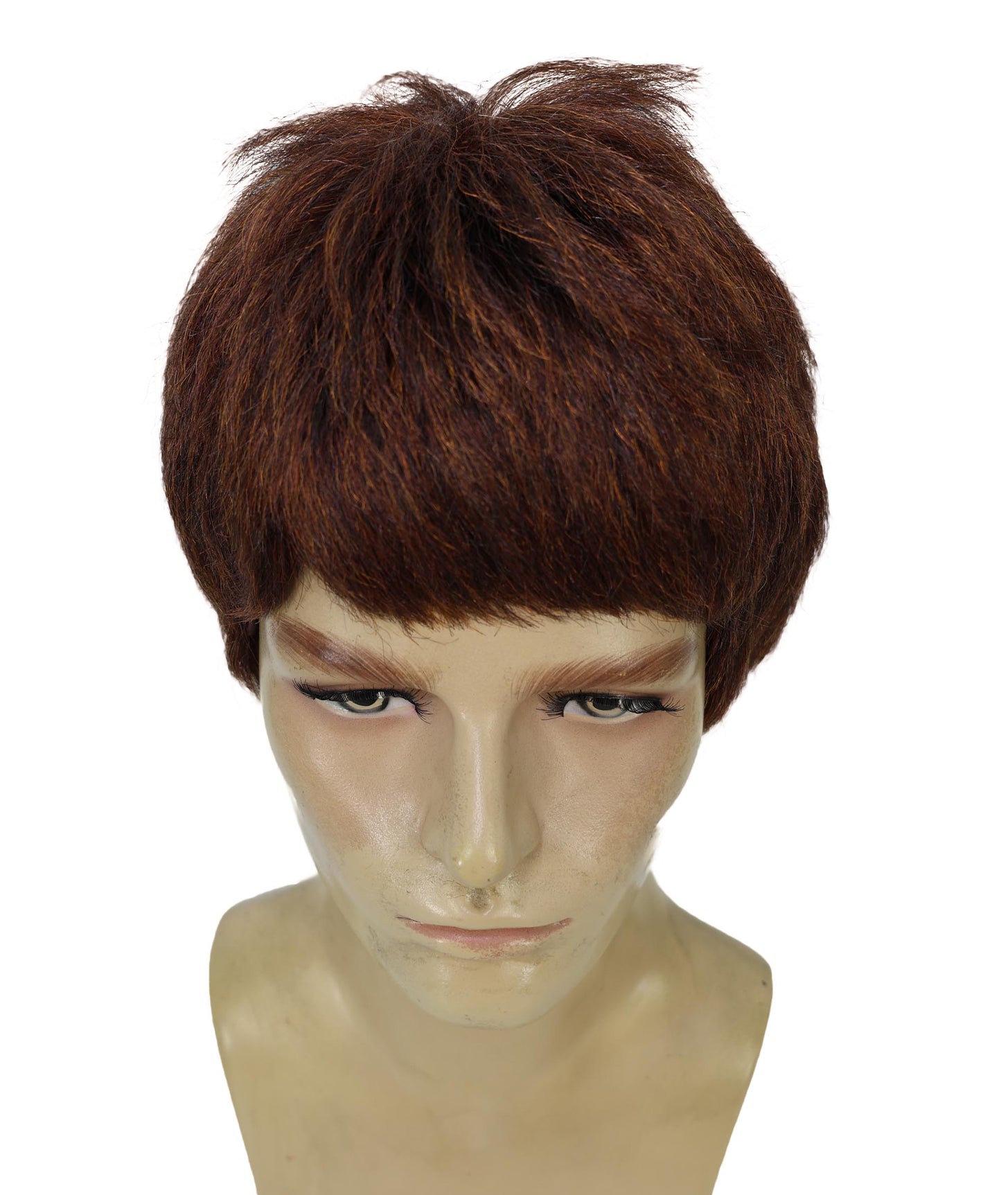 Adults 60s Brown Bowlcut Retro Shaggy Wig | Shaggy Boyband Style Costume Hairpiece for Parties | Flame-retardant Synthetic Fiber