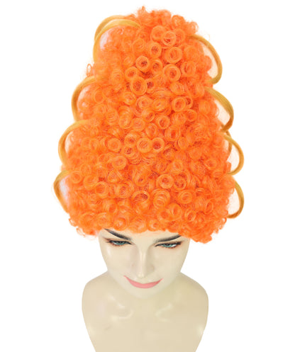HPO Women's Fancy Bouffant Orange Wig | Medium Retro Updo Hairpiece for Women | Adjustable Inner Straps Cap | Lightweight Wig for Parties & Cosplay