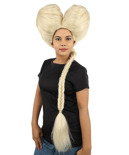 HPO Women’s Extra Long Golden Brown Count Dracula Wig | 42 Inch Synthetic Hairpiece Ideal for Gothic Noble Costume Halloween Cosplay Party Fancy Dress