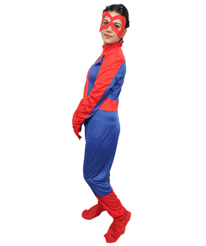 HPO Red & Blue Web Hero Women’s Costume – Superhero Inspired Bold Color Contrast Outfit | Dynamic Presence for Parties