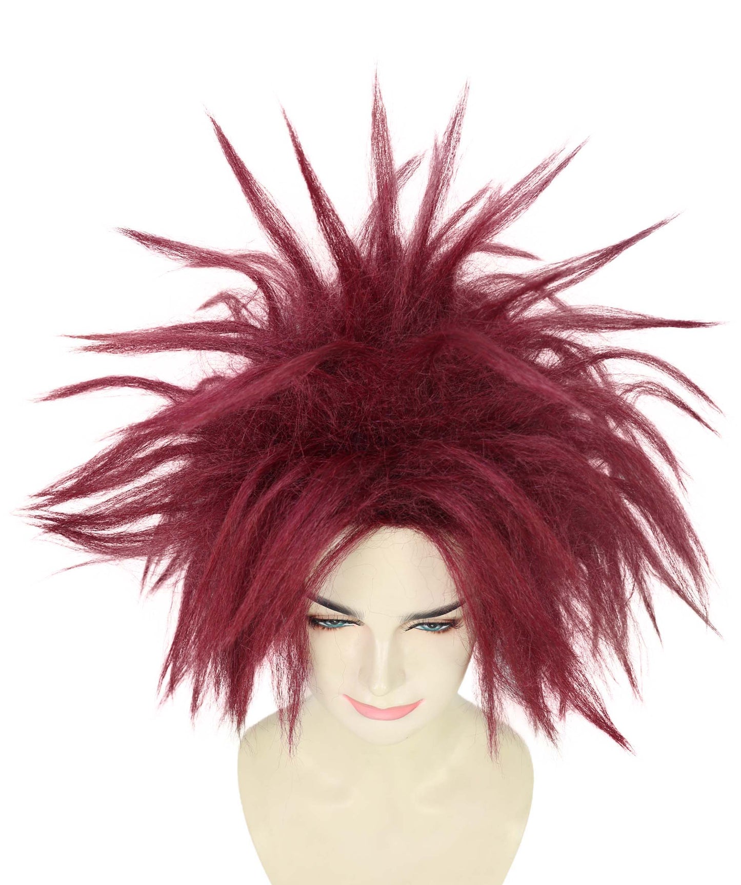 HPO Women’s Burgundy Spiked Mohawk Wig | Wild Punk-Inspired Glam Wig with Fluffy Volume | Bold Festival & Party Costume Hair