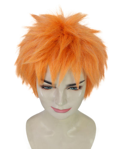 HPO Women’s Vibrant Orange Straight Twin Ponytail Wig  | Ideal for Halloween | Breathable Capless Cap