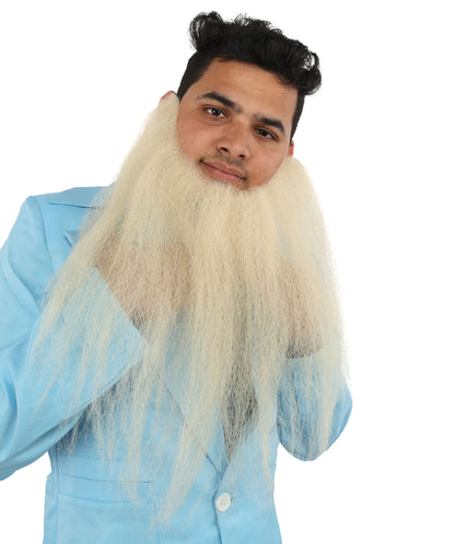 HPO Adult Men's Blonde Human Hair Long Beard I Facial Hair I Perfect for Halloween and Cosplay