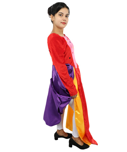 HPO Enchanted Multicolor Witch Costume | Adult Women’s Gothic Fantasy Dress with Corset Style & Flowing Sleeves | Halloween, Cosplay & Parties