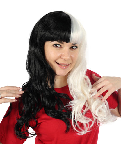 Singer Womens Long Wig | Wavy Pink & Black Wig | Premium Breathable Capless Cap