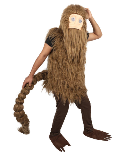 Adult Brown Furry Monster Costume Bundle & Mask Set with Tail | Bodysuit with Head Mask for Men | for Halloween, Cosplay & Themed Parties