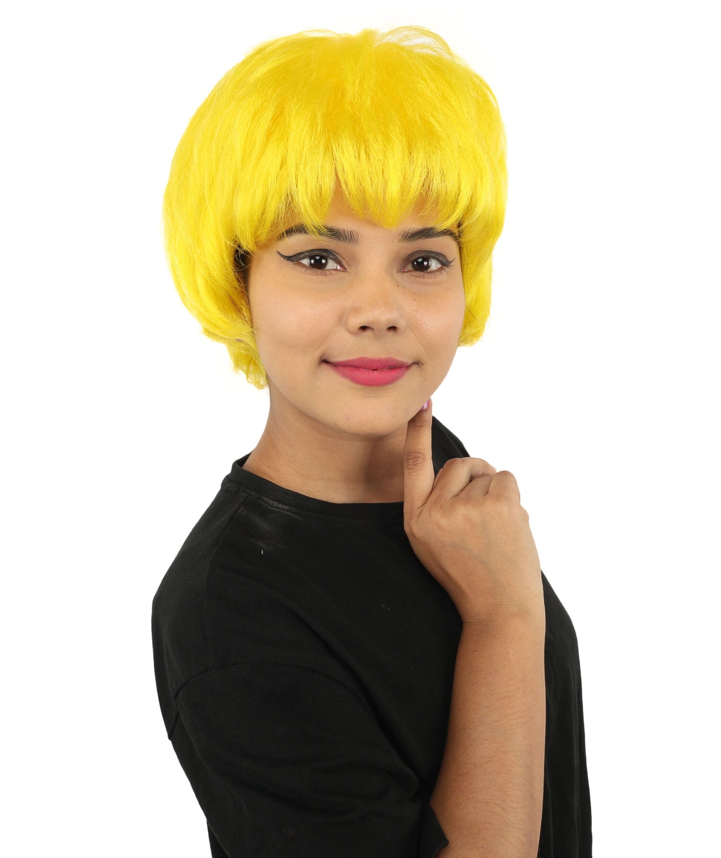 HPO Adult Women's Short Silver White Pixie Wig  | Edgy Layered Cut with Bangs | Synthetic Hair Wig for Stage Fashion, Cosplay, Halloween & Bold Party Looks