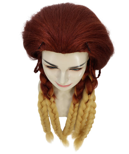 HPO Women’s Fiery Brown & Blonde Wig | Starfire-Inspired Long Straight Hairpiece | Halloween, Stage & Photo Shoot