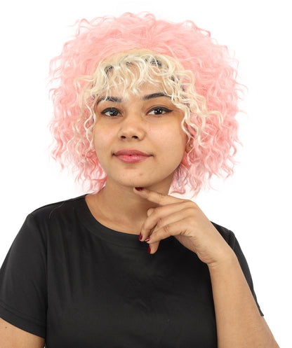 HPO Adult Women's Messy Teased Spiky Multicolor Wig | Curly Two-tone vibrant hue, create of synthetic fiber, extreme textured volume, breathable capless base | Party, Halloween, theater, drag, performance, costume events