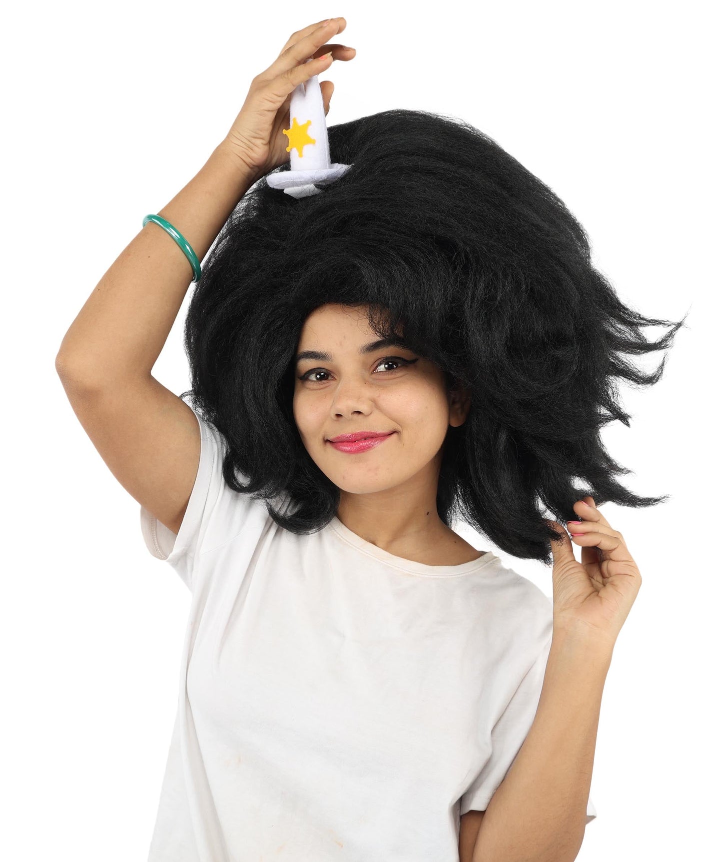 HPO Adult Women's Long Red Bob Wig | Straight Shoulder-Length Black Hair with Blunt Bangs, Included Accessory Set & Breathable Cap | Halloween, Anime Roleplay, Costume Party & Daily Wear