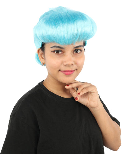 HPO Adult Women's Retro Pin-Up Wig | Multicolor Options, create of synthetic fiber, vintage curled bumper bangs with rolled back, breathable base | Party, Halloween, theater, drag, performance, costume events