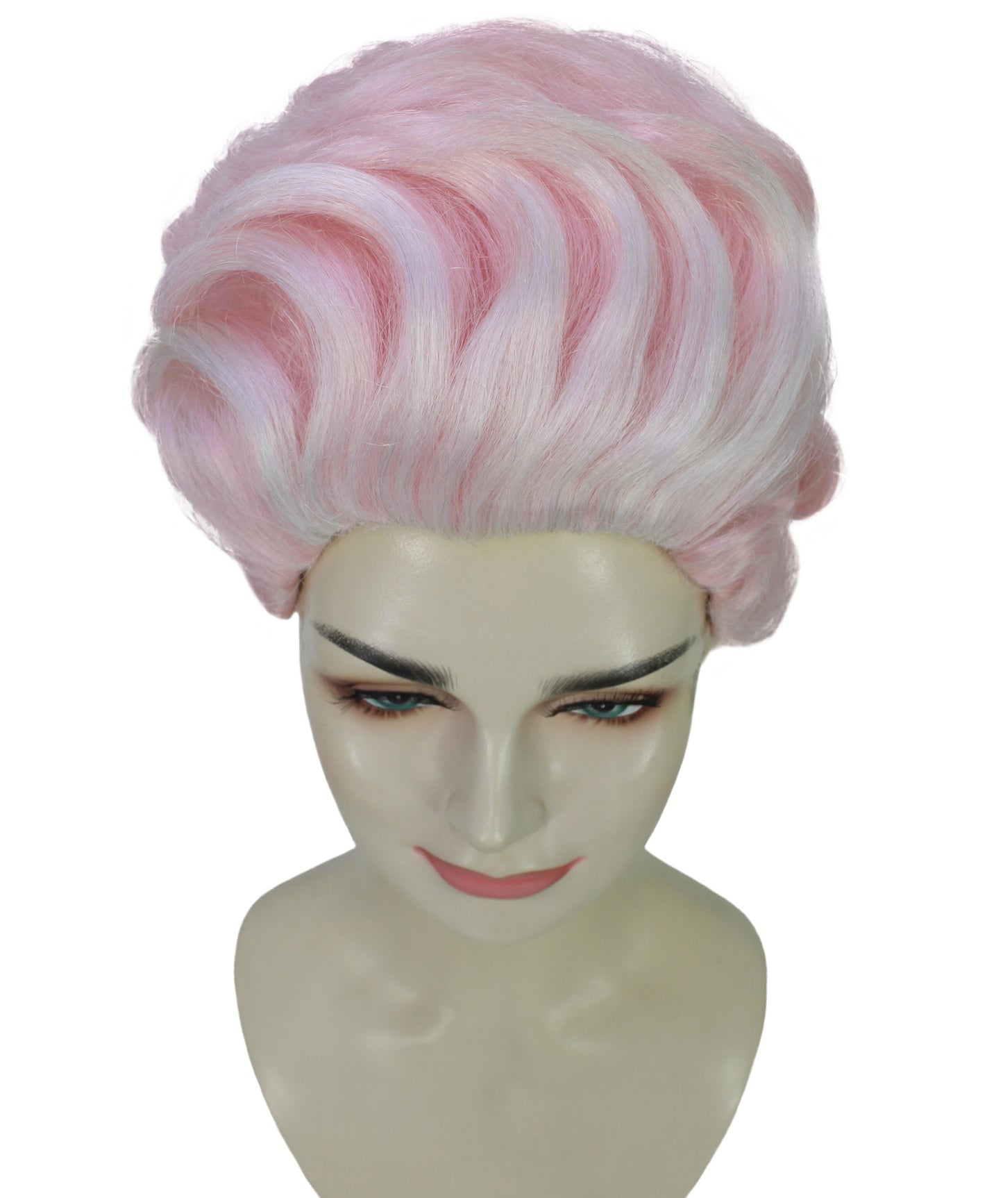 HPO Adult Women’s Retro Pink Sculpted Pompadour Wig | High-Fashion Synthetic Wig for Drag & Glam | Ideal for Halloween
