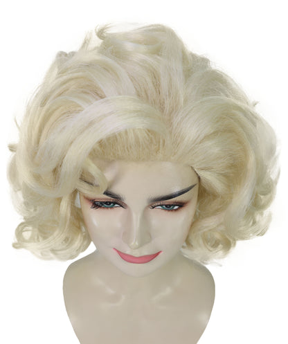 HPO Women’s 80 ’s Material Girl Wig Queen of Pop Short Blonde Curly Wig | Halloween and Cosplay Wig | Flame-retardant Synthetic Fiber