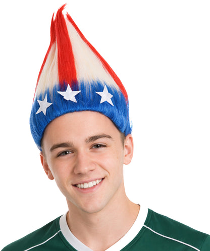 American Stripes Troll Wig | Flag Fancy Halloween Wig | Premium Breathable Capless Cap