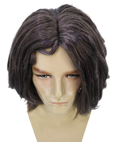 HPO Haunted Dark Grey Curly Ghost Wig | Scary Cosplay & Halloween | Messy Shoulder-Length Wig with Pale Skin Look