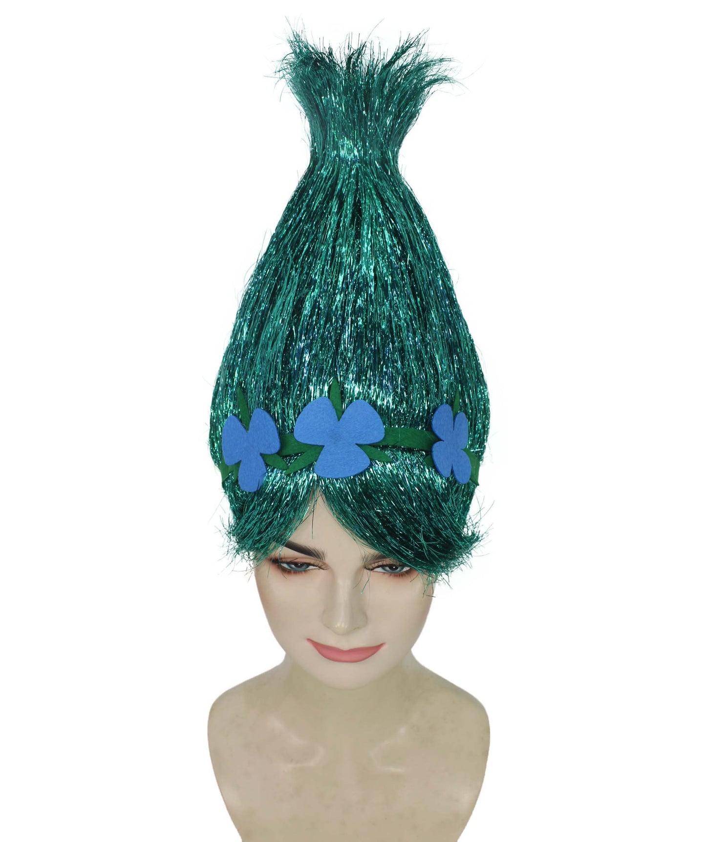 HPO Animated Movie Character Spike Red Tinsel Troll Wig With Flower I Halloween  Wig I Tinsel Material