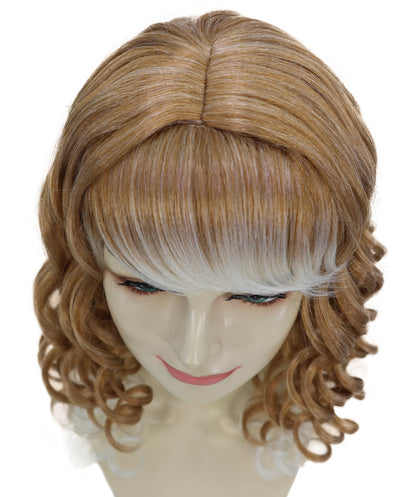 HPO Women’s Long Curly Blonde Highlight Wig | Carnival-Inspired Hairpiece | Halloween, Stage & Party