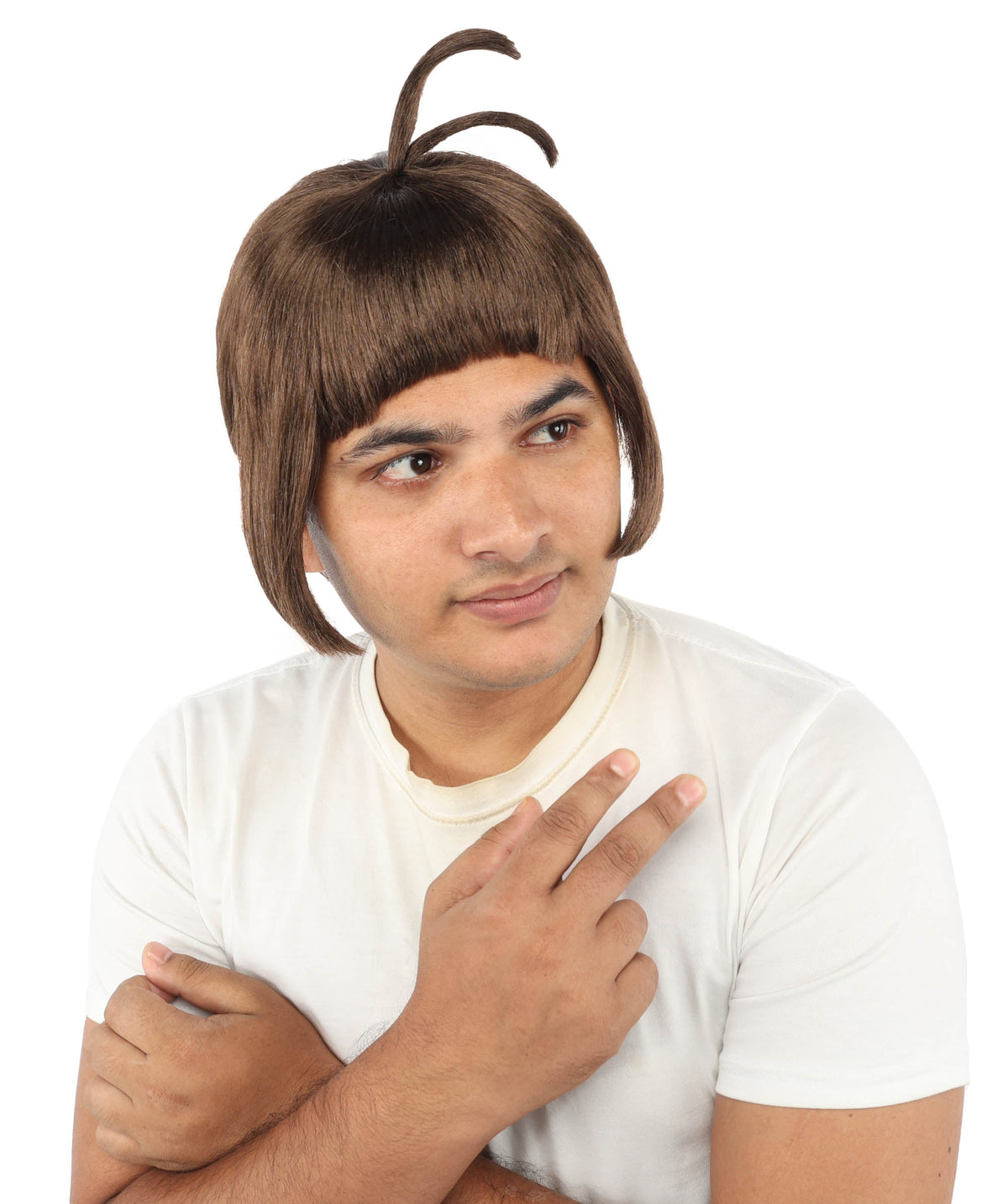 HPO Adult Men's Sleek Blunt Bob Wig | Multicolor Options | Solid color hue, create of synthetic fiber, straight smooth texture with bangs, breathable base | Party, Halloween, theater, drag, performance, costume events