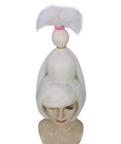 HPO Women’s Silver Grey Wig with Bangs | DAN DA DAN-Inspired Hairpiece | Halloween, Stage Performance& Party