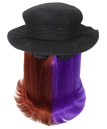 Brown & Purple Straight Creature Wig