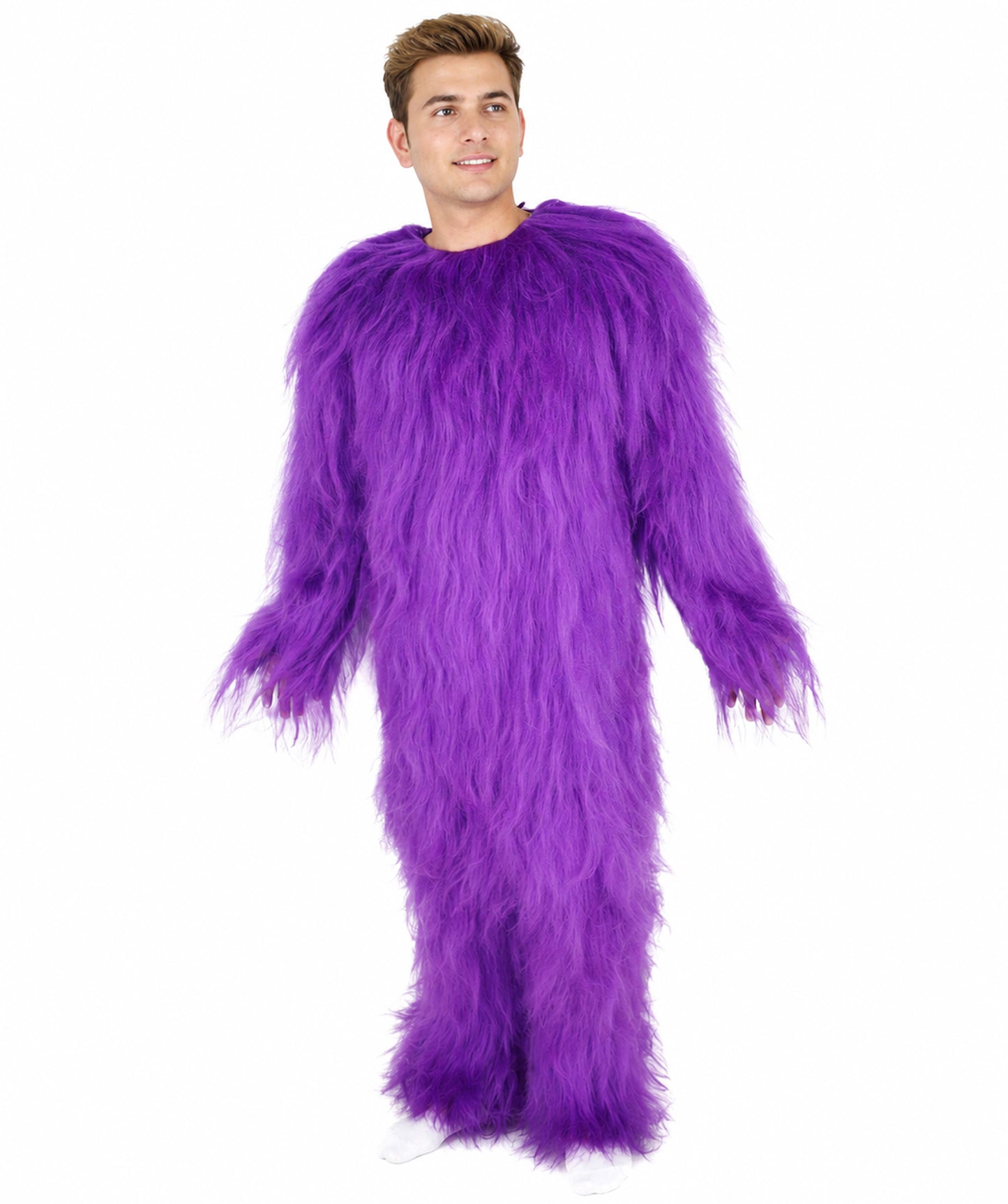 HPO Unisex Extreme Hairy Person Costume, Mask and Bundle - Full-Body Hair Suit Extra-Long Ash Brown Costume Wig for Halloween, Cosplay & Parties