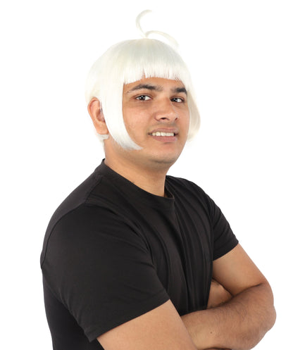 HPO Adult Men's Sleek Blunt Bob Wig | Multicolor Options | Solid color hue, create of synthetic fiber, straight smooth texture with bangs, breathable base | Party, Halloween, theater, drag, performance, costume events