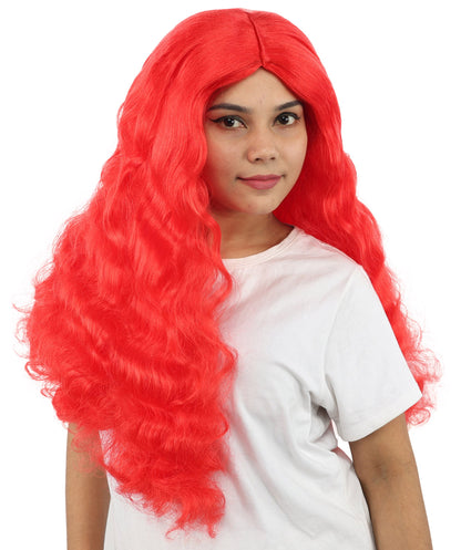 HPO Adult Women's Long Wavy Wig | Multiple Color Options | Center Parted Ginger Curls with Voluminous Ends, Heat Resistant Synthetic Fiber & Breathable Cap | Halloween, Teen Roleplay, Theater, Themed Party & Costume Events