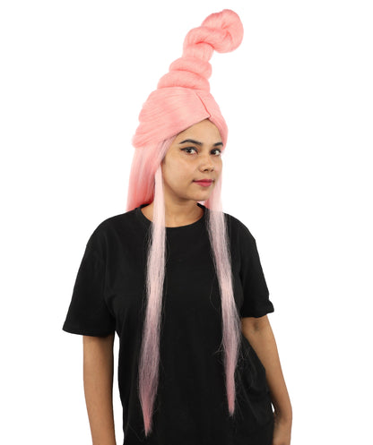 HPO Adult Women's Sculpted Loop Topknot Wig | Multiple Color Options | Create of synthetic fiber, gravity-defying twisted vertical bun with long face-framing strands, breathable base | Party, Halloween, theater, drag, performance, costume events