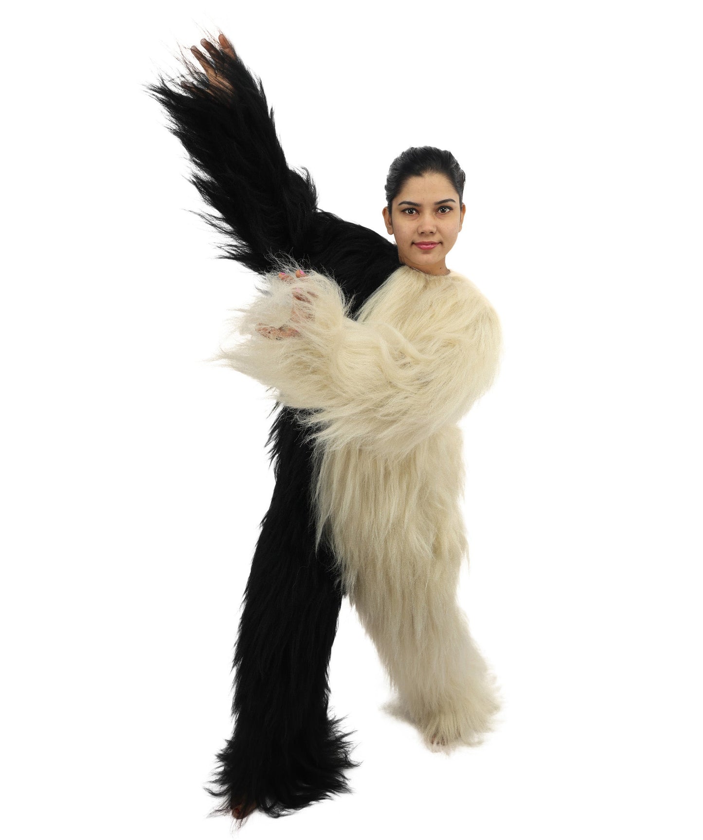 HPO Teen Extreme Hairy Person Two Part Costume, Mask and Bundle Set - Full-Body Hair Suit Extra-Long Costume Wig for Halloween, Cosplay & Parties - Multiple Color Options