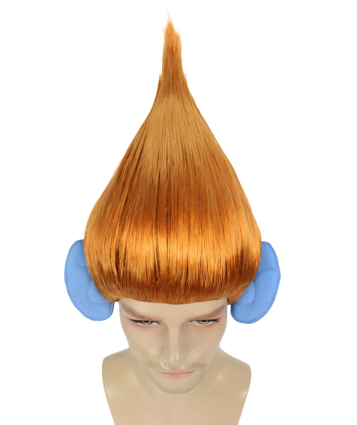 HPO Men's Pointy Diamond Guy Troll Wig with Blue Ears,Multiple Color,Flame-Retardant Synthetic Fiber