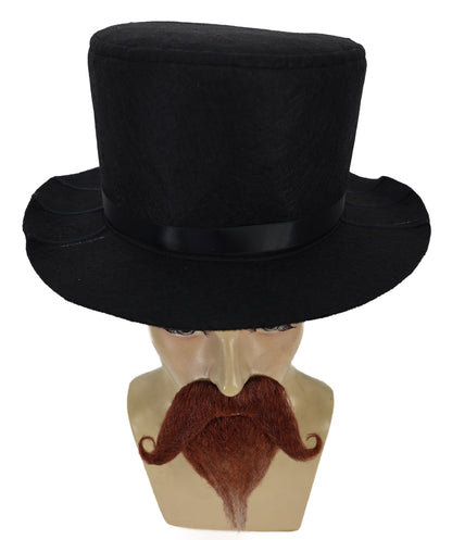 HPO Men's Two-Tone Stylized Beard Set | Brown and white curled moustache and pointed goatee | Ideal for party, Halloween, cosplay, theater, drag, performance, costume events
