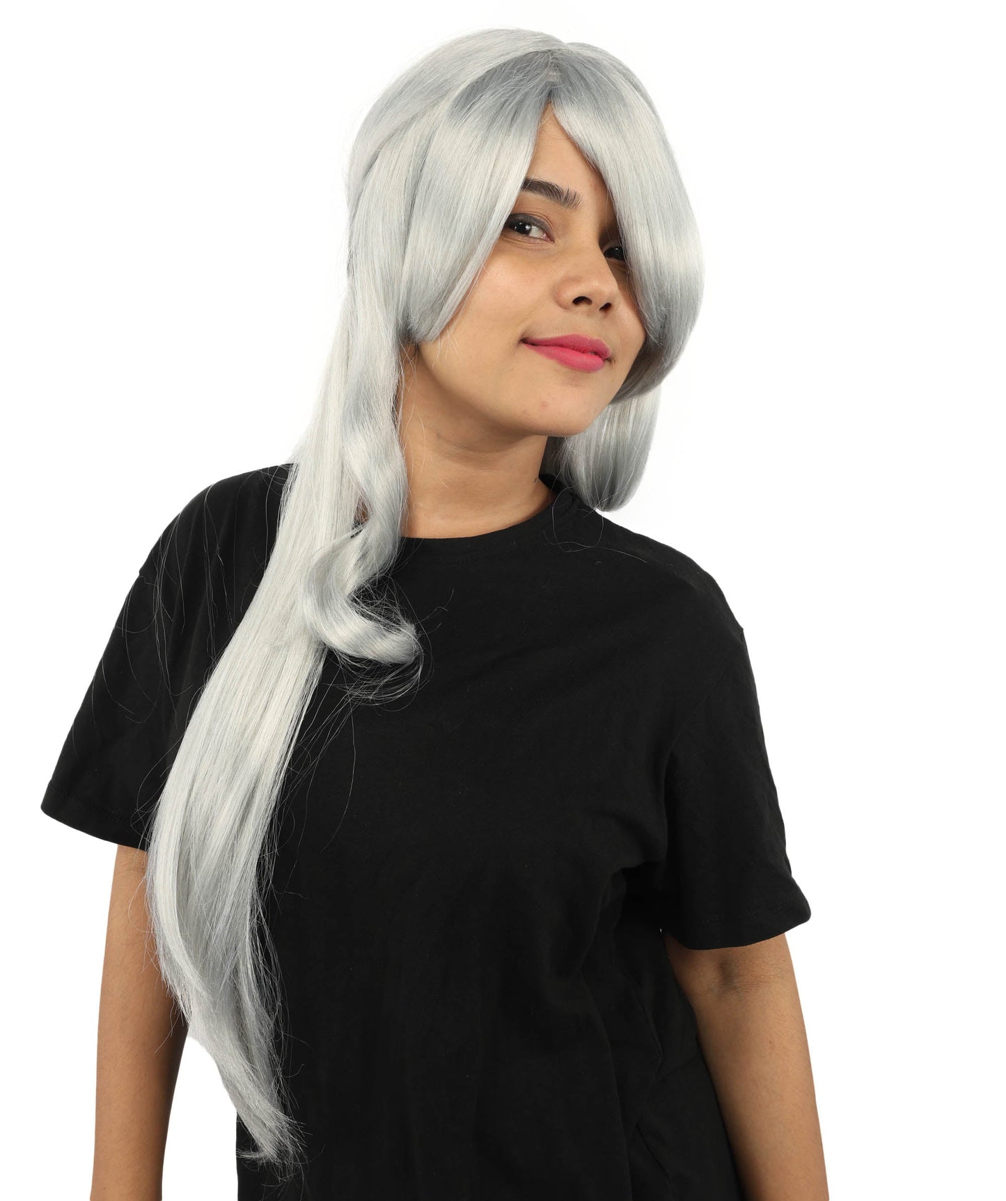 HPO Adult Women's Anime Character Wig | Multiple Color Options | Synthetic Fiber with Side Swept Bangs and Top Tuft | Halloween Party and Comic Con Events
