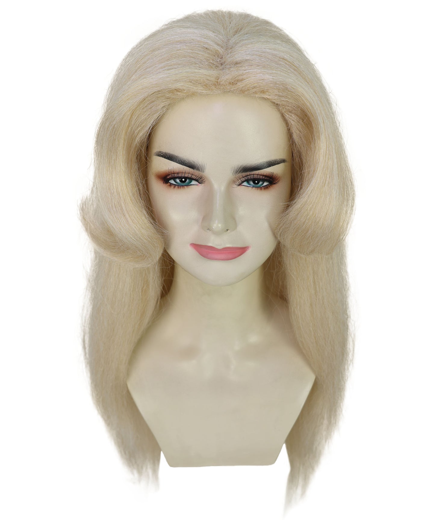HPO Adult Women's Glam Doll Style Blonde Long Straight Wig | Halloween and Cosplay Wig | Flame-retardant Synthetic Fiber