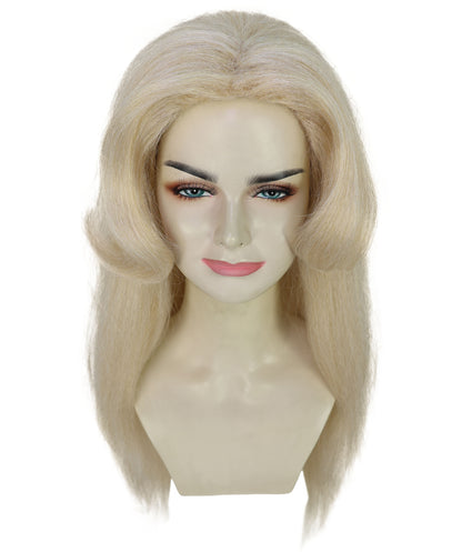 HPO Adult Women's Glam Doll Style Blonde Long Straight Wig | Halloween and Cosplay Wig | Flame-retardant Synthetic Fiber