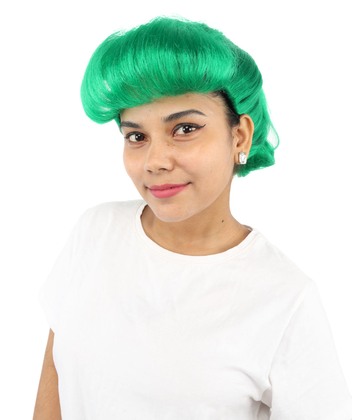 HPO Adult Women's Retro Pin-Up Wig | Multicolor Options, create of synthetic fiber, vintage curled bumper bangs with rolled back, breathable base | Party, Halloween, theater, drag, performance, costume events