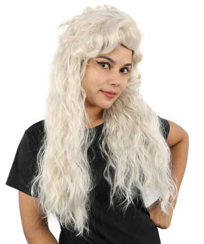 HPO Women's Elegant Fantasy Updo wig | Grey, created of flame-retardant synthetic fiber, sculpted flowing waves, capless base | Theater stage, Halloween, drag, costume events