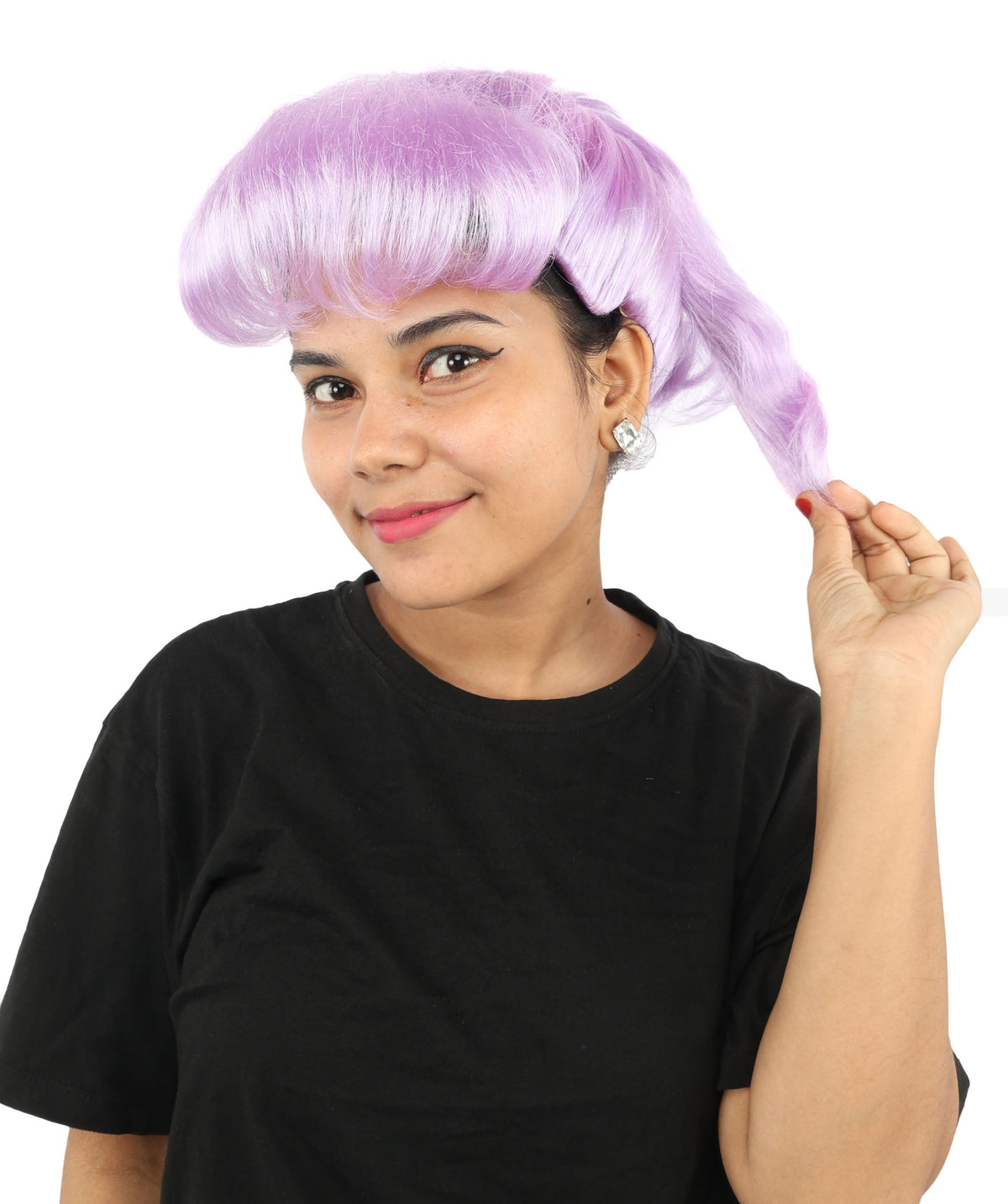 HPO Adult Women's Retro Pin-Up Wig | Multicolor Options, create of synthetic fiber, vintage curled bumper bangs with rolled back, breathable base | Party, Halloween, theater, drag, performance, costume events