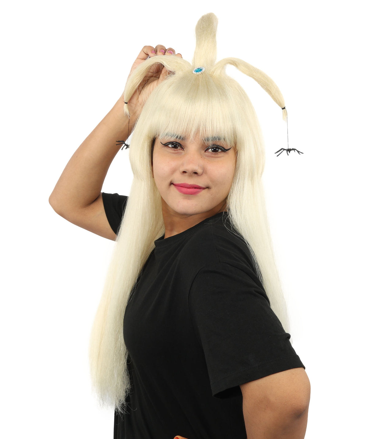 HPO Adult Women's Spider Gothic Sculpted Wig | Multiple Color Options, create of synthetic fiber, architectural spider-leg loops with blunt bangs, breathable base | Party, Halloween, theater, drag, performance, costume events