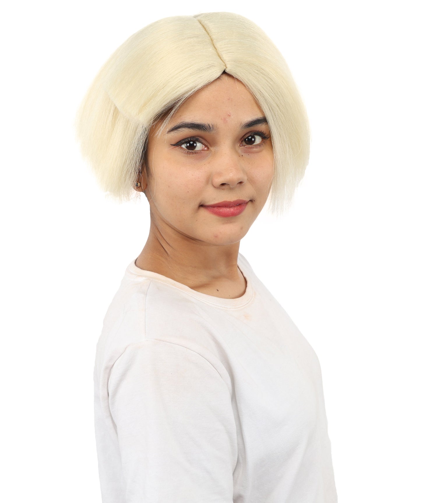 HPO Women’s Neon Yellow Bob Wig with Bangs—Bright Straight Cut Wig | Celebrity Inspired Hairpiece for Party, Halloween and Cosplay
