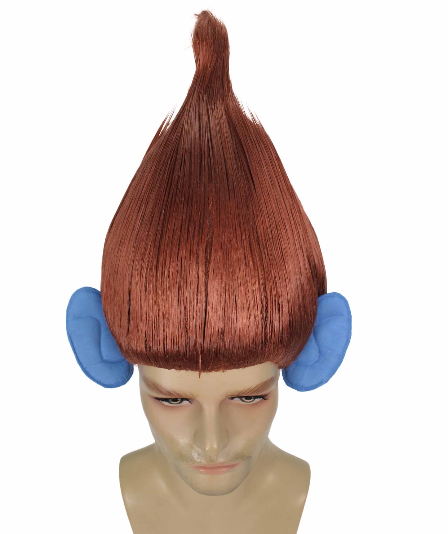 HPO Men's Pointy Diamond Guy Troll Wig with Blue Ears,Multiple Color,Flame-Retardant Synthetic Fiber