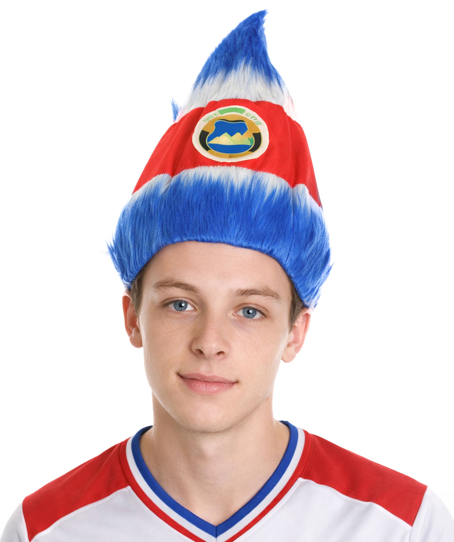 Costa Rica Flag Sport Troll Wig | Fancy  Halloween Wigs | Premium Breathable Capless Cap