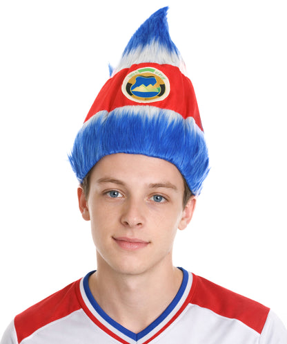 Costa Rica Flag Sport Troll Wig | Fancy  Halloween Wigs | Premium Breathable Capless Cap